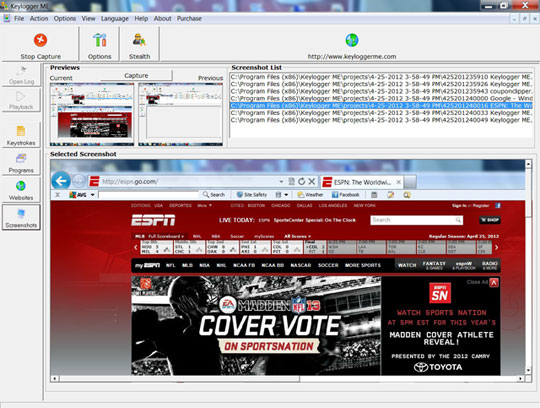 Keylogger ME Software Screen Capture